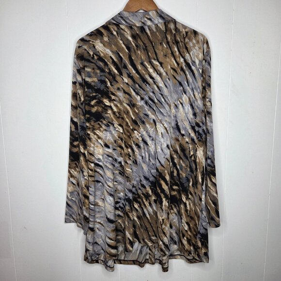 Susan Graver Womens Printed Liquid Knit Button Front Tunic Top Size 3X Stretchy - Picture 3 of 8